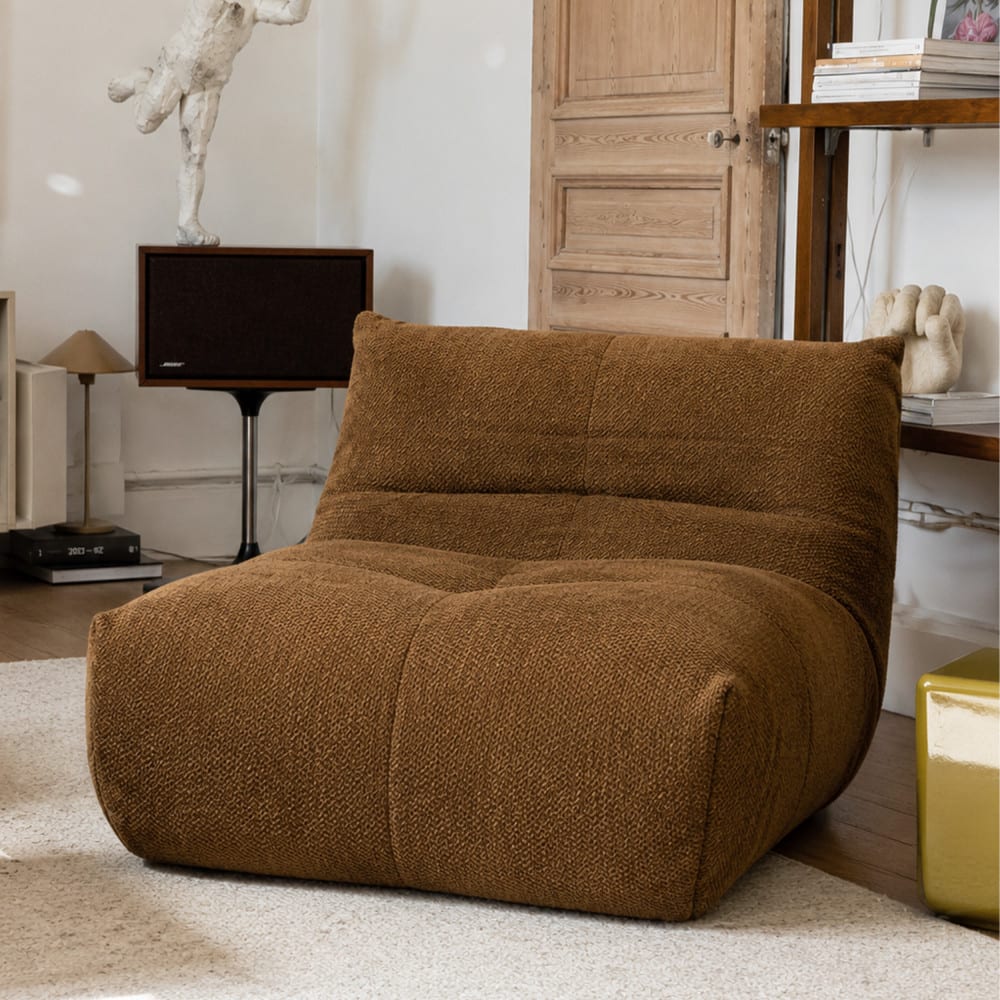 Drawer Chauffeuse compressée 1 place en tissu - bronze Marron 89x70x104cm