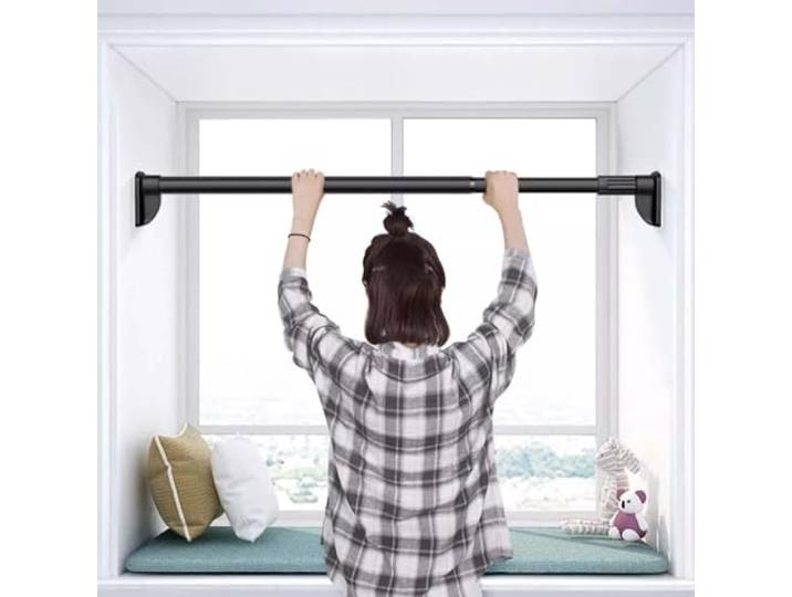 YYLMKMFC-UK Robuste, verstellbare Kleiderstange ohne Bohren, Verlängerung for hängende Kleiderstangen, Duschvorhangstangen Fenstervorhangstange Kleidungsstück(Black,1.8~3.0m (70.9~118in))