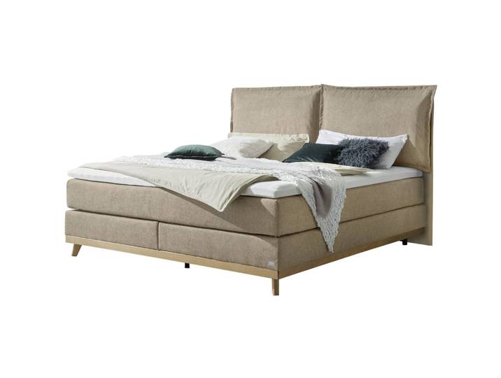 Hasena Boxspringbett Imelda sand Stoff 140 x 200 cm - Boxspringbett