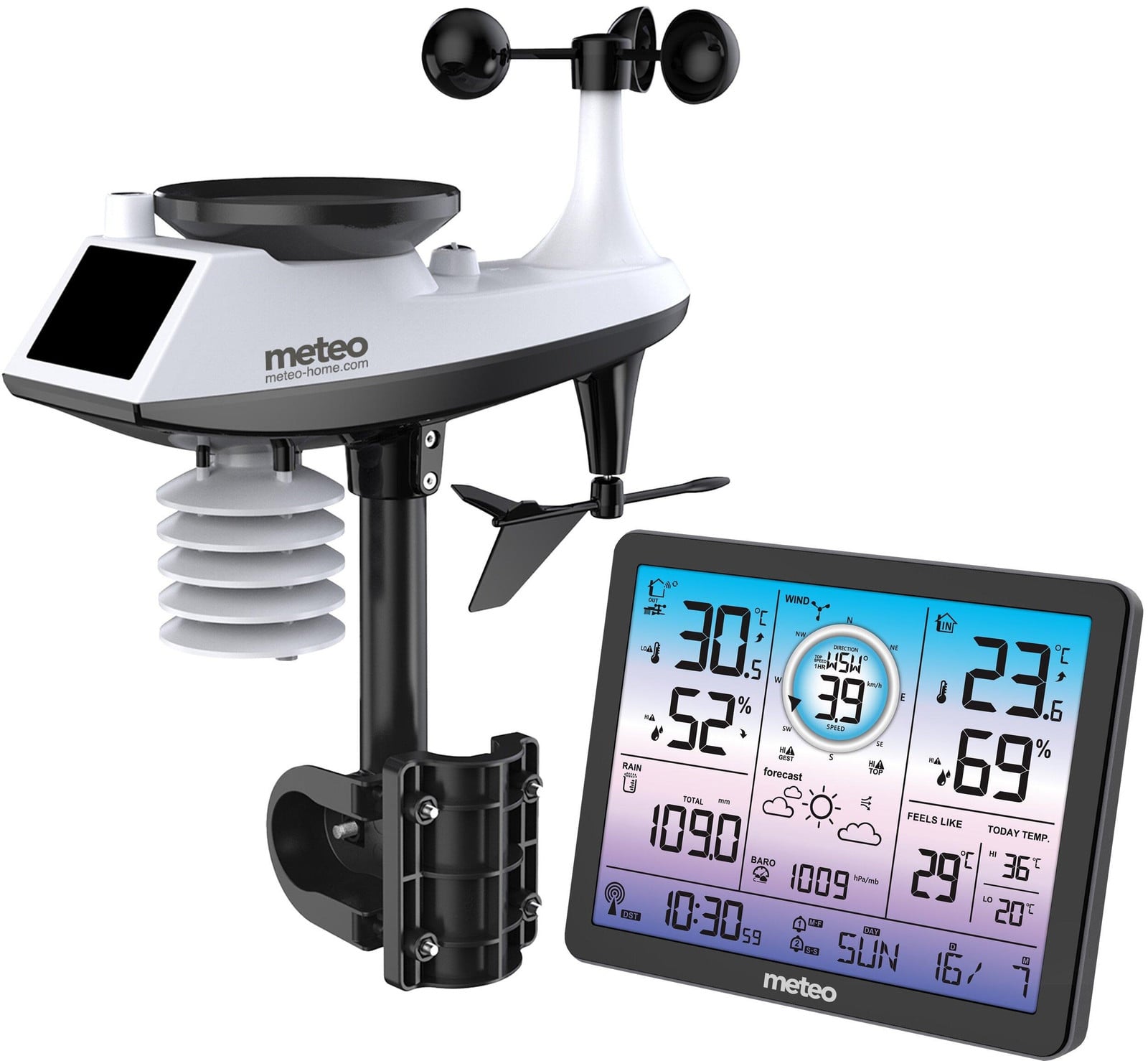 Meteo Weerstation met windmeter en neerslagmeter