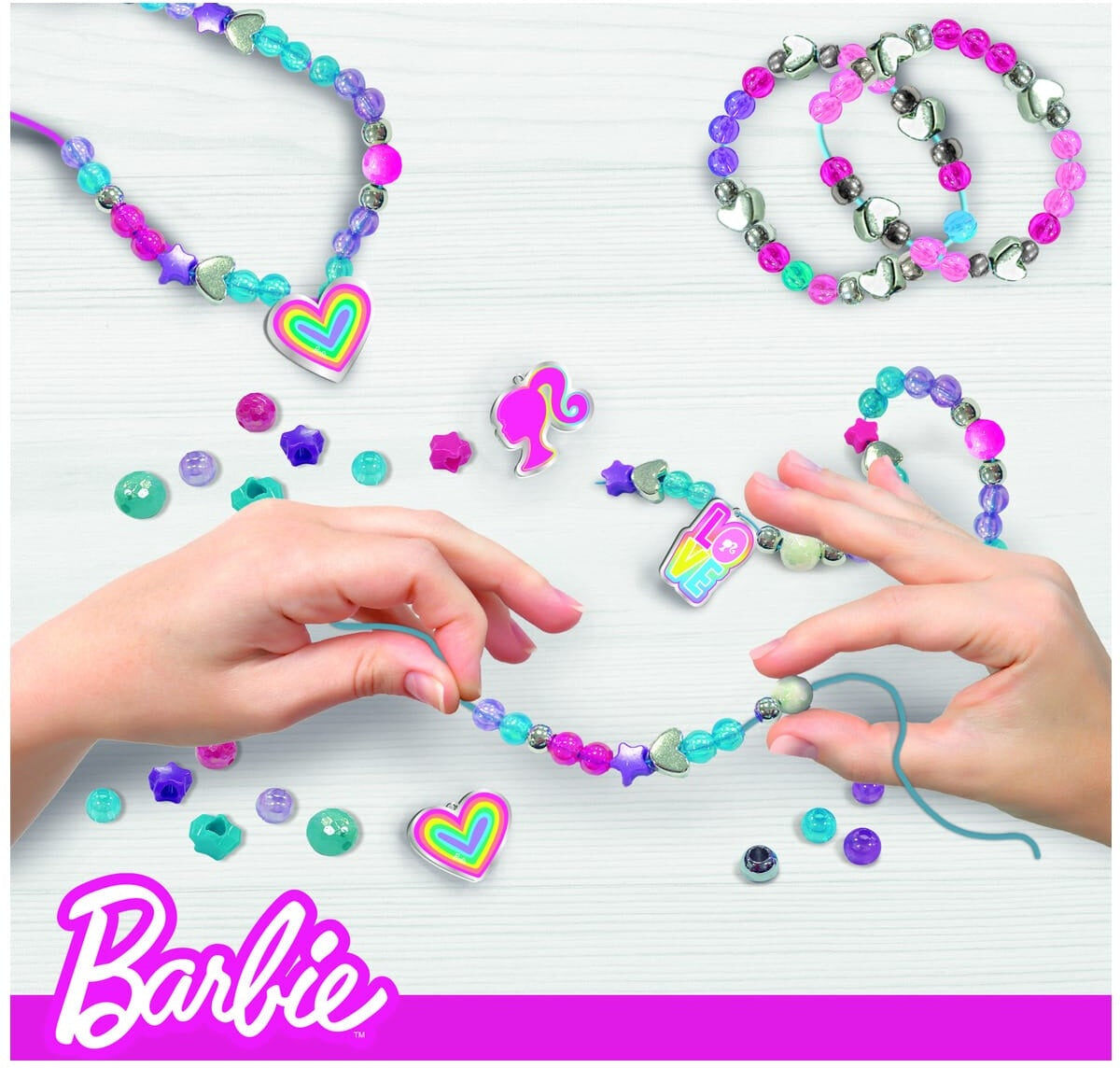 Lisciani Barbie Bijoux We Dream Together Jewellery Set - Includes Beads And Charms For Making Bracelets And Necklaces