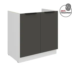 Küchen Spülenschrank 80 Küche ARIA Graphite matt Anti Fingerprint Küchenzeile