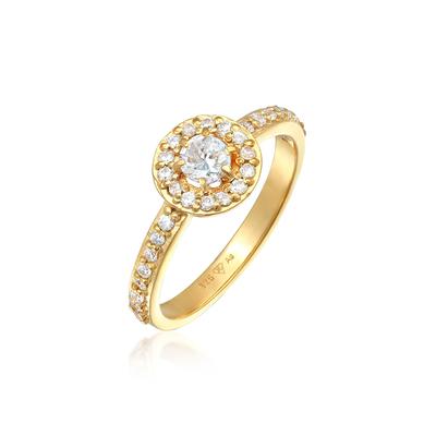 Verlobungsring ELLI "Ring Zirkonia Klassik Verlobung 925 Silber" Gr. 56, gold, Fingerringe, Damen, 56, Silber 925 (Sterlingsilber), Verlobungsring