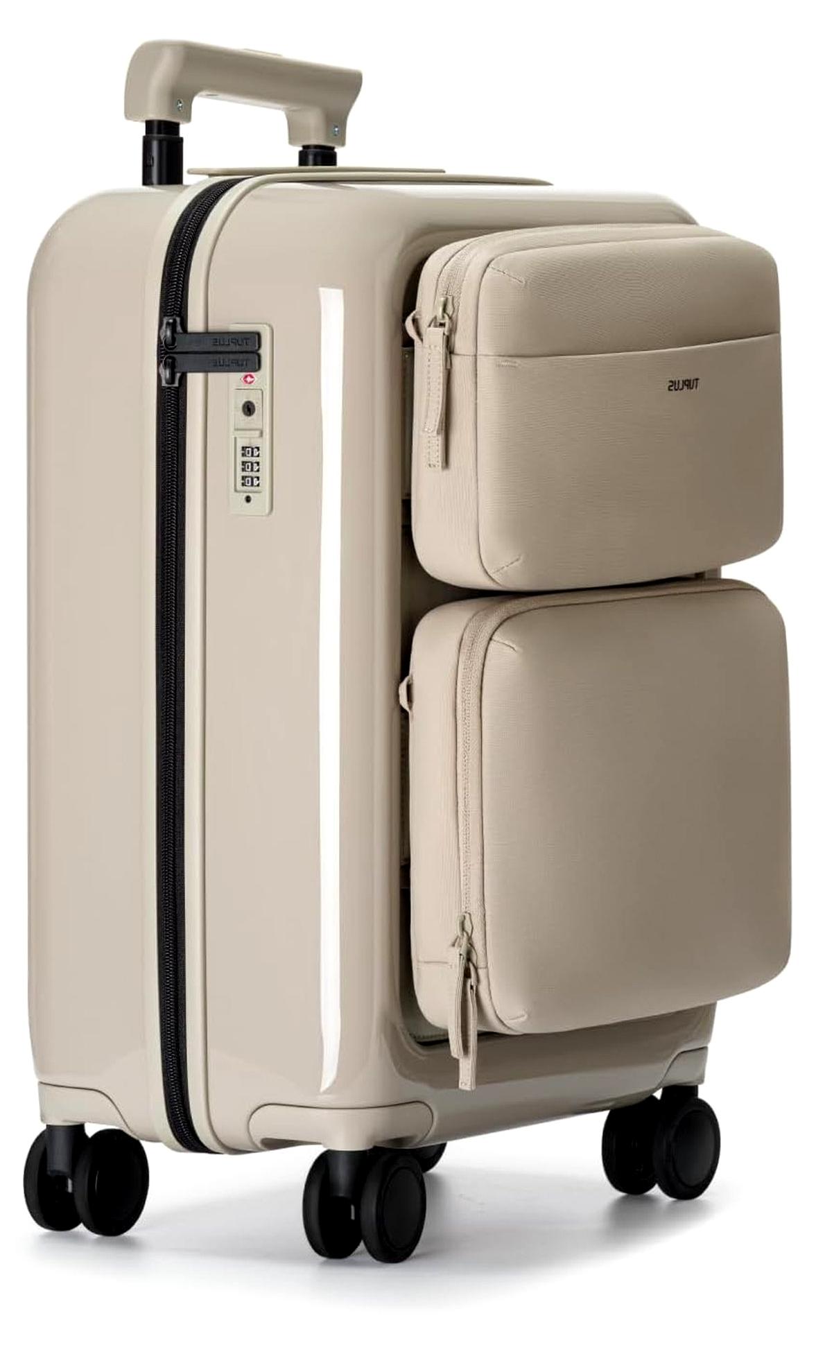 Modularer Koffer mit 4 Rollen für Handgepäck, leichter Reisekoffer aus Polycarbonat, 55,2 cm - 45 L, grau