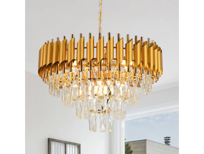 Lustre en cristal de luxe doré, lampes suspendues modernes pour plafond, salon, salle à manger, éclairage décoratif, design de lustre