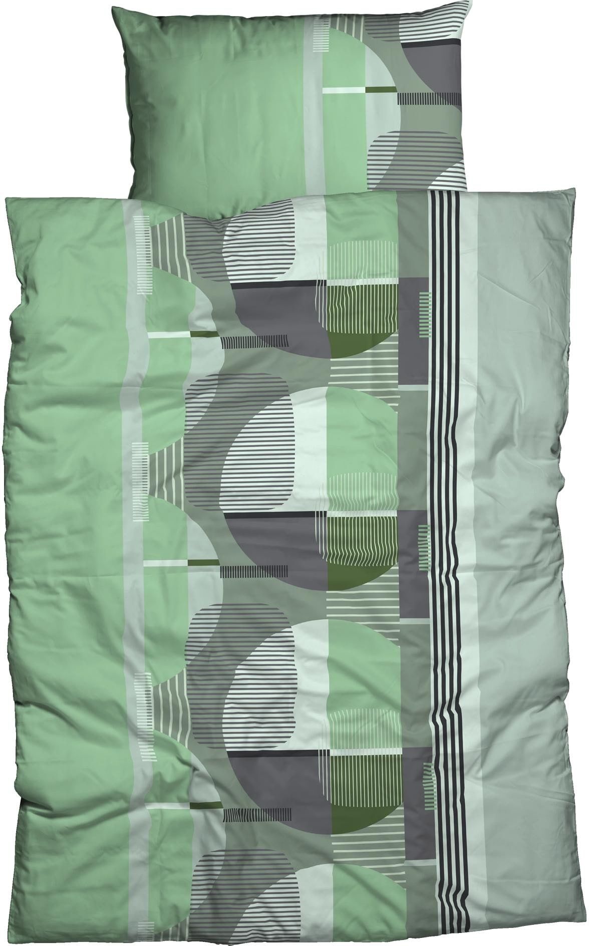 Bettwäsche NOBILIUM "Sienne", grün, B/L: 160cm x 210cm, Satin, B/L:, Satin, Obermaterial: 100% Baumwolle, Bettwäsche, Bettwäsche grün B/L: 160cm x 210cm, Satin, B/L: