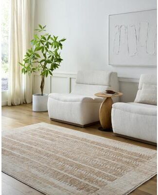 "Frank Lloyd Wright Foundation by Livabliss Usonia Collection Mid-Century Modern Area Rug,3'2"" x 10', Tan"