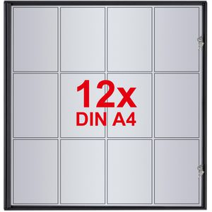 Showdown-Displays Schaukasten Economy, schwarz, innen, 12 x A4, magnetisch, extraflach, abschließbar