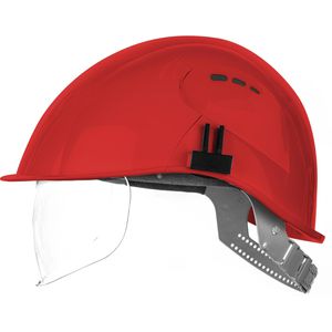 Voss-Helme Schutzhelm VisorLight, 12903002, EN 397, mit 6-Punkt-System & Visier, Größe 51-64, rot