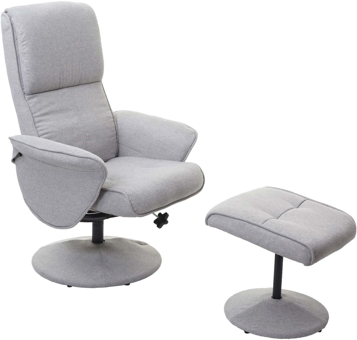 Helsinki relaxfauteuil met hocker, verstelbare TV-fauteuil in lichtgrijs textiel