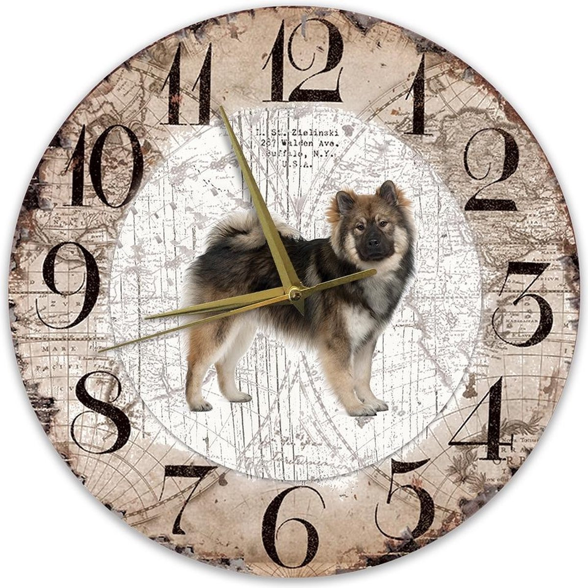 Houten Klok Eurasiër Hond - 30 cm