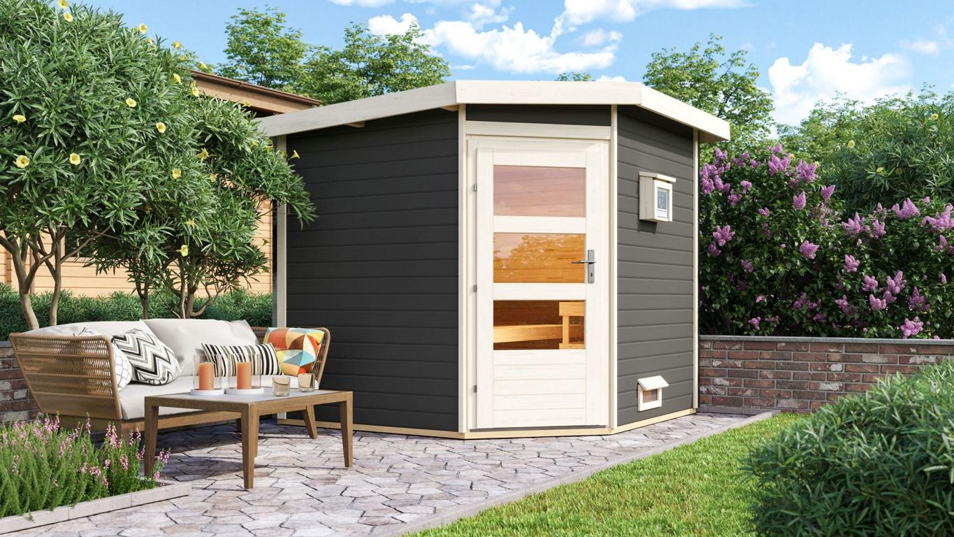 KARIBUHOLZT SH Heikki, 9kW Bio ext.Strg moderne Tür, terragrau 16913577