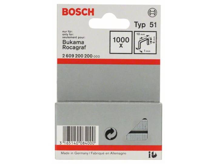 Bosch - Agrafe À Fil Plat Type 51 10 X 1 X 6 Mm -2609200200