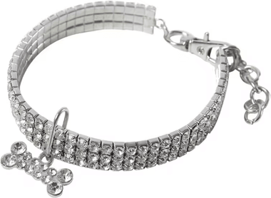 Inspire Picks Adjustable Rhinestone Dog Collar Crystal Jewelry Collar For Puppies & Small Dogs 2 white m(25cm)