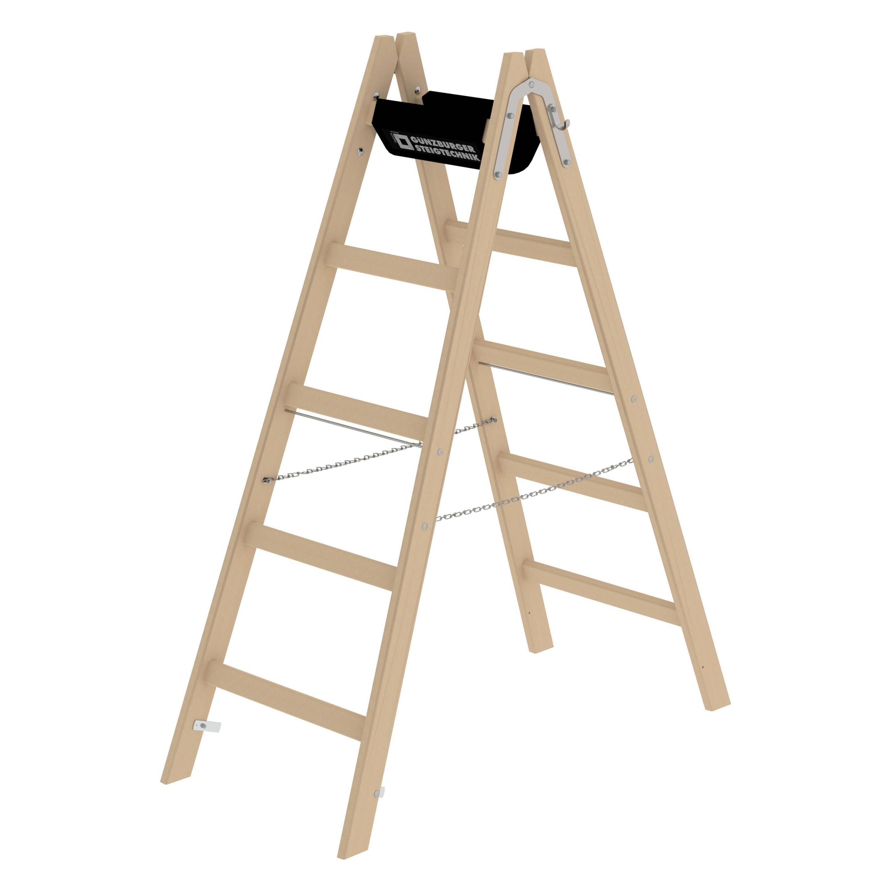 Munk Sprossen-Stehleiter Holz 2x5 Sprossen (Stehleiter, 151 cm) (033210)