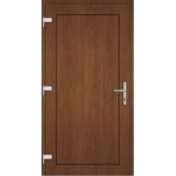 Sichere Nebeneingangstür nach Maß "DIANA-O" 74 mm ohne Glas Golden Oak holzähnlich außen öffnend DIN links