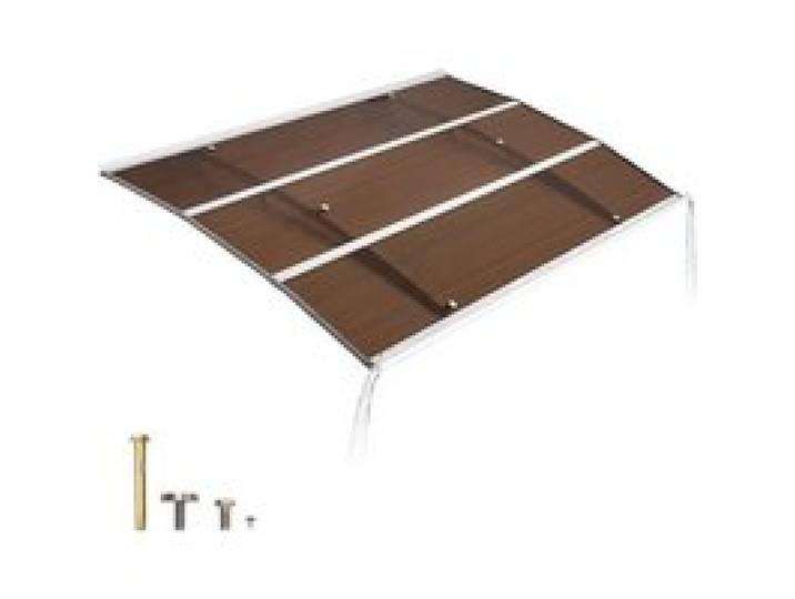 VEVOR Auvent de Porte d'Entrée 100x150 cm Marquise de Porte d'Extérieur Polycarbonate pour Fenêtres de Porches Balcons, Protection contre Pluie, Neige, Soleil, avec Drainage, Support Métal, Marron
