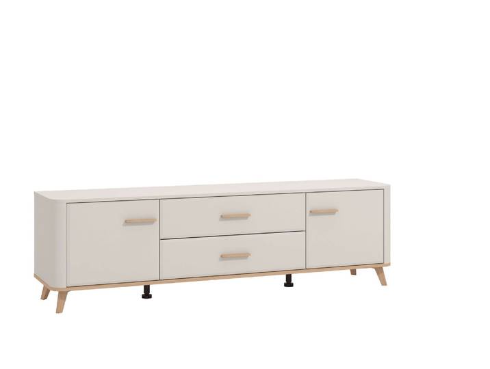 Lowboard HOME AFFAIRE Darwen TV-Board, TV-Kommode, TV-Schrank, TV-Unterschrank, TV-Möbel , beige (kaschmir), B:179,5cm H:52cm T:40cm, Holzwerkstoff, MDF, Sideboards, Lowboard, Abgerundete Kanten, matte Kaschmir-Oberflächen, mit 2 Schubladen