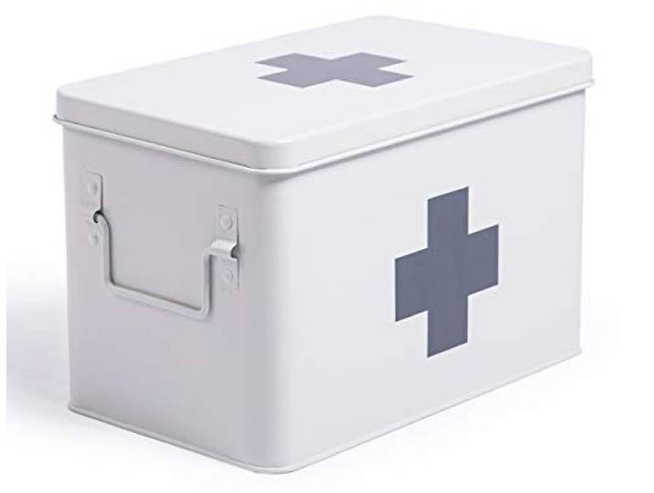Theo&Cleo Boîte à pharmacie\, en métal\, trousse de secours\, armoire à pharmacie\, style rétro\, dimensions : XXL\, 32 x 19 x 20 cm\, blanche