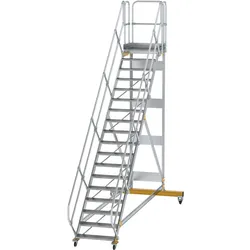 Munk, Leiter + Gerüst, Plattformtreppe 45° fahrbar Stufenbreite 800 mm 18 Stufen Aluminium geriffelt (Plattformleiter, 46 cm)