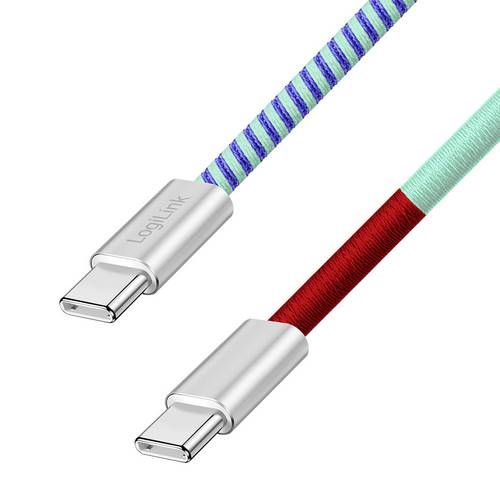 LogiLink USB-C Kabel USB 2.0 USB-C Stecker 1.00m Blau, Rot, Türkis CU0480