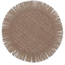 IH Casa Decor Woven Round Placemat With Fringes Beige 15 X 15 - Set of 12