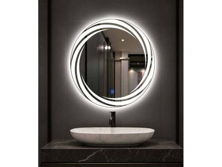 Miroir lumineux Led rond anti-buée spirale AURA Nelsmann 70 cm IP44