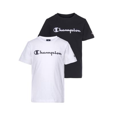 T-Shirt CHAMPION, Jungen, Gr. XXL (176), schwarz-weiß (schwarz, weiß), Obermaterial: 100% Baumwolle, Rundhals, Shirts T-Shirt, für Kinder & Jugendliche, Kurzarm