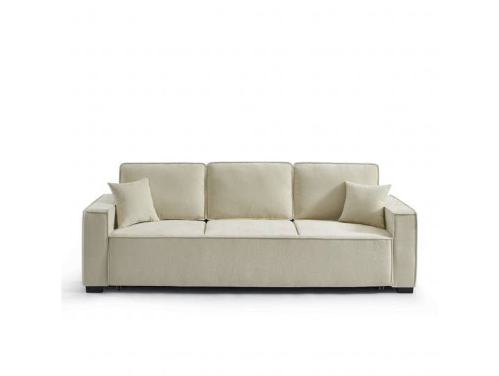 Canapé droit convertible tissu 3 places beige