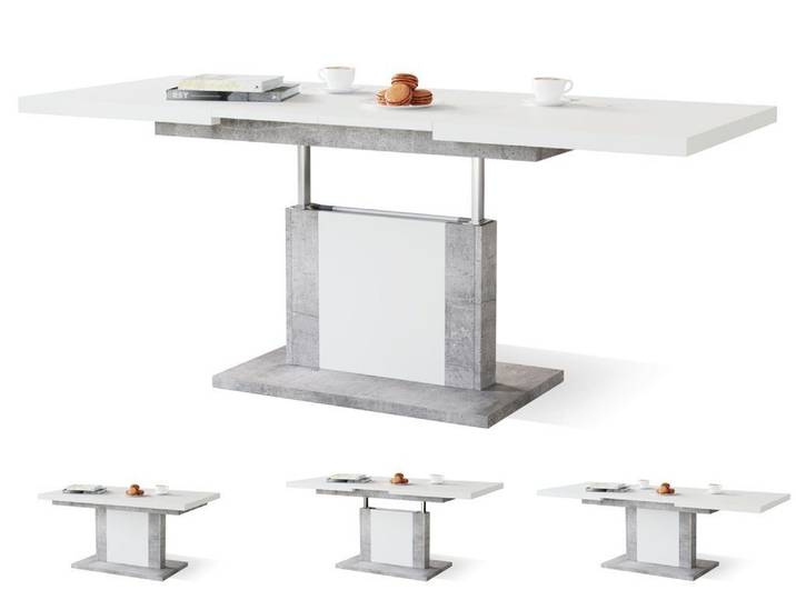 designimpex Couchtisch Design Orion stufenlos höhenverstellbar ausziehbar Esstisch