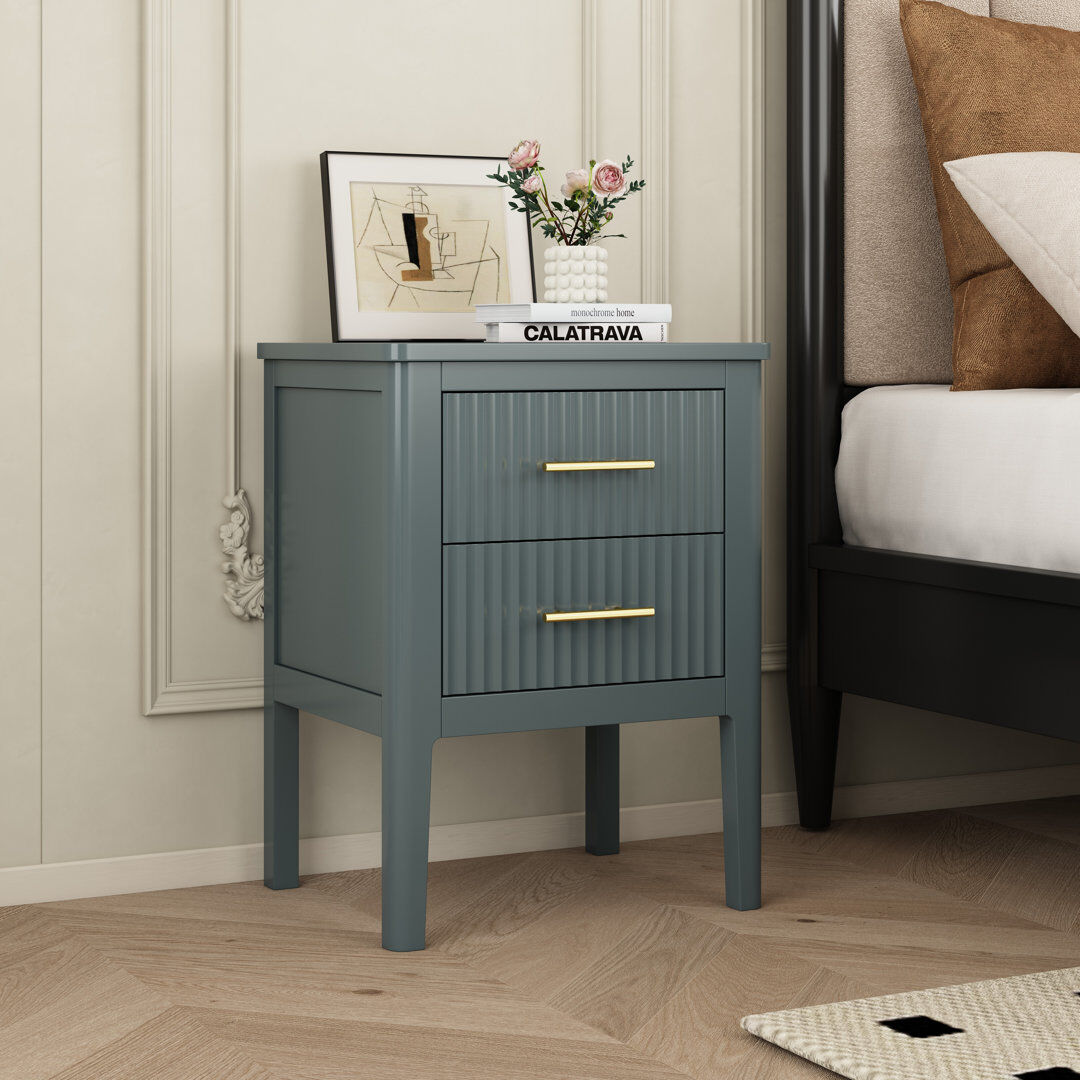 Fairmont Park Tharptown 45 cm W Bedside Table Grey 60cm H X 45cm W X 36cm D