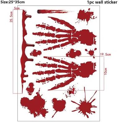 Inspired Living Blood Trail Halloween Window Clings And Bloody Handprint Stickers a6