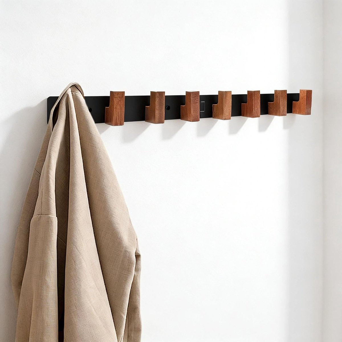Omgoods Multifunctionele Garderobehaken met 8 houten haken