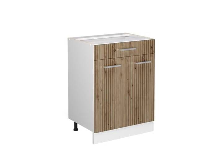 Vicco Küchenunterschrank R-Line , Artisan-Eiche/Weiß 60 cm 1 Schublade · Ohne Arbeitsplatte · Höhenverst. Füße · 2 Türen · Leichter Zugriff