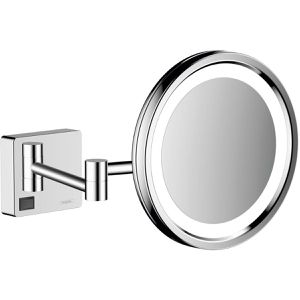 hansgrohe Kosmetikspiegel AddStoris, Beleuchtung, verchromt, 1-& 3-fach Vergrößerung, zur Wandmontage, Ø Spiegel 16 cm
