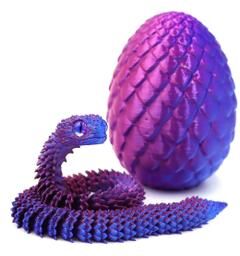 Inspired Living 3D Printed Articulated Snake Egg Flexible Fidget Toy & Unique Home Decor Figure 1