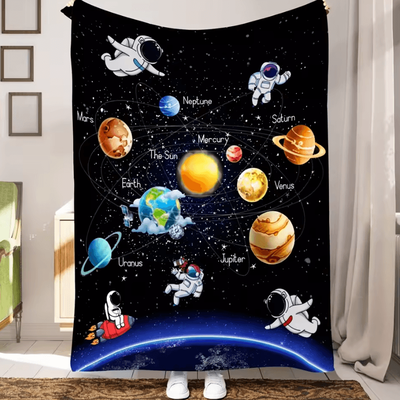Inspire Curations Astronaut Planet Flannel Throw Blanket 130x150cm