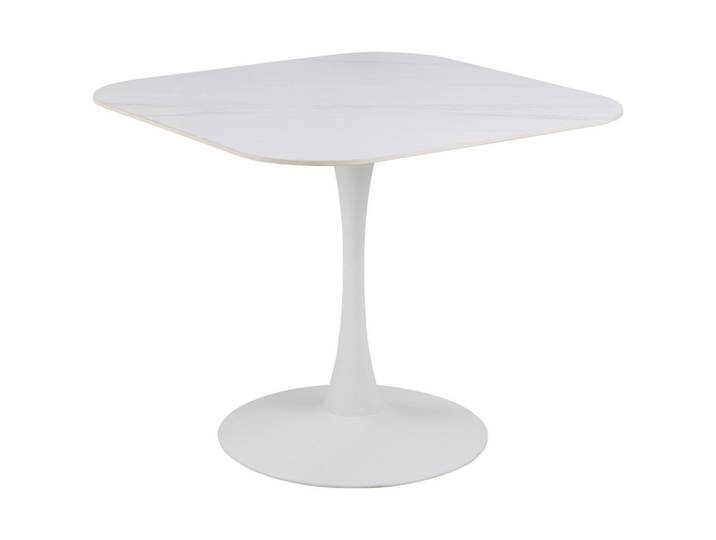 Mid.you Esstisch, Weiß, Metall, Keramik, quadratisch, Säule, rund, 90x75x90 cm, Esszimmer, Tische, Esstische, Esstische quadratisch