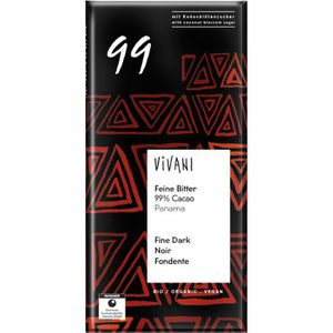 Vivani Tafelschokolade feine Bitter, BIO, 99% Kakaogehalt, mit Kokosblütenzucker, 80 g