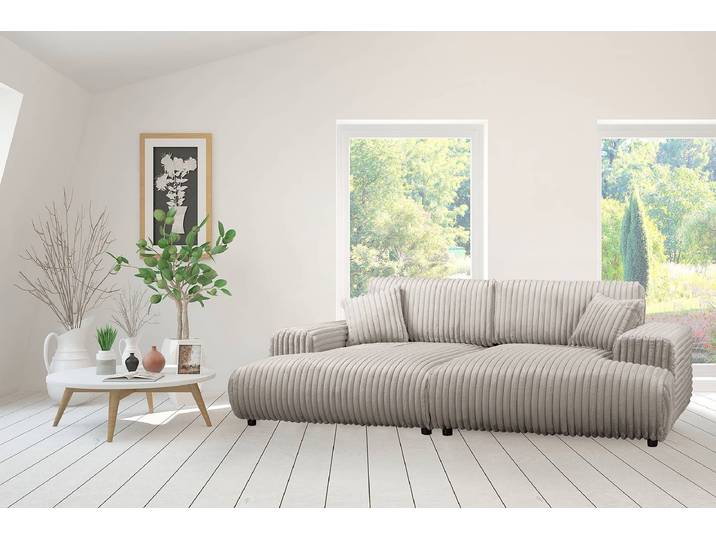 home24 XXL-bank Trouville grijs/grijs Corduroy Vitani 237 x 79 x 144cm modern