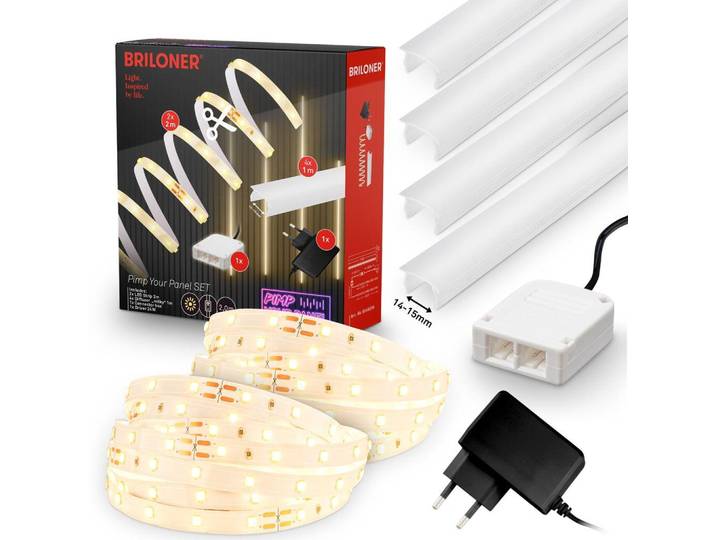 Briloner Pimp Your Panel LED Lichtsystem Für Akustikpaneele 2x2m 224 LEDs 18W 1950lm 3000K Warmweiß Diffusoren 14-15mm - LED Streifen Innenbereich