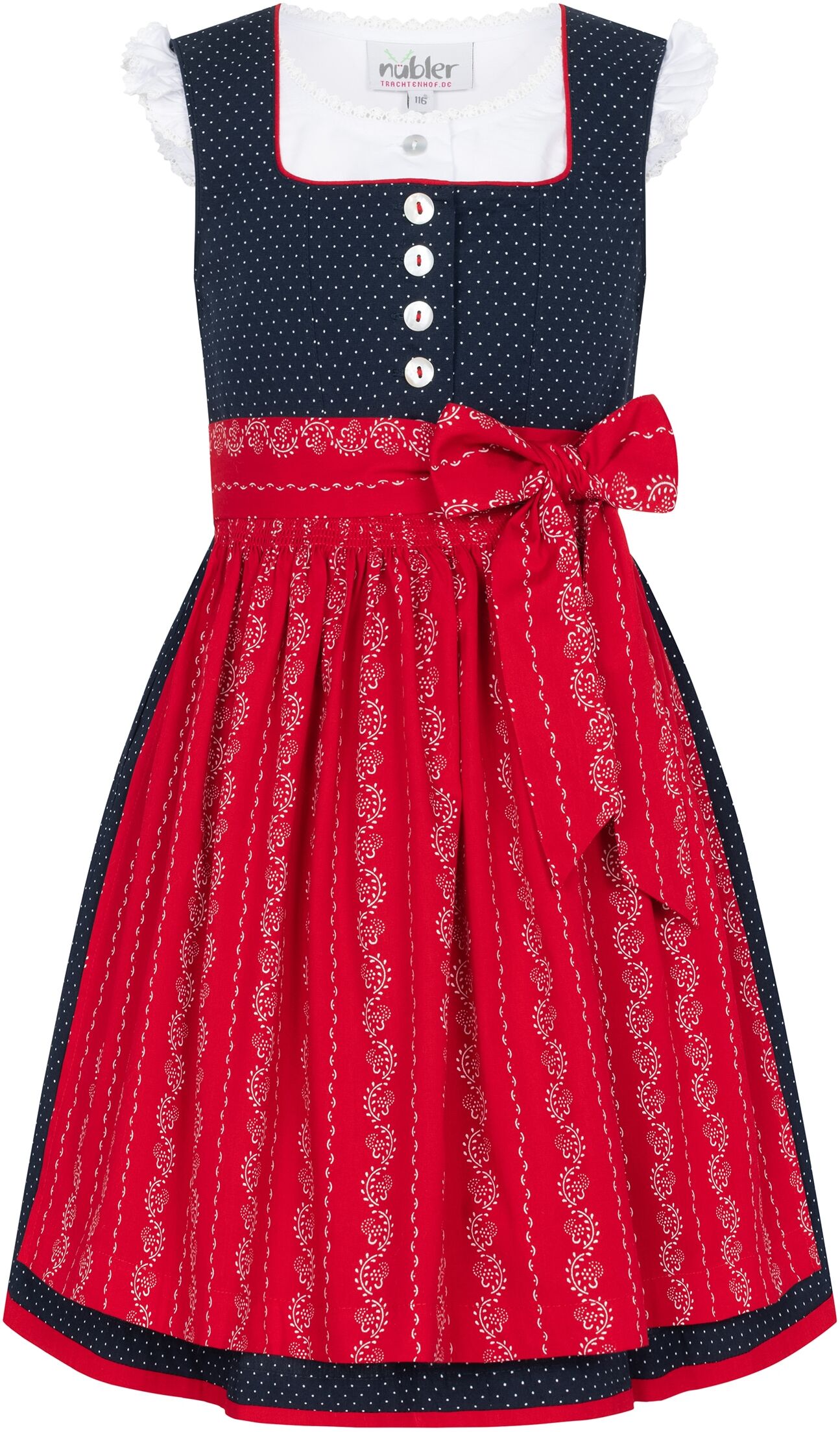 Dirndl NÜBLER "Kinderdirndl Fabia", Mädchen, Gr. 164, EURO, blau, Obermaterial: 100% Baumwolle CO., Kleider Dirndl