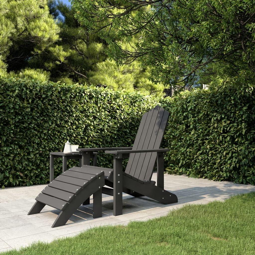 Adirondack-Gartenstuhl mit Fußteil aus HDPE, Anthrazit, 21.04kg