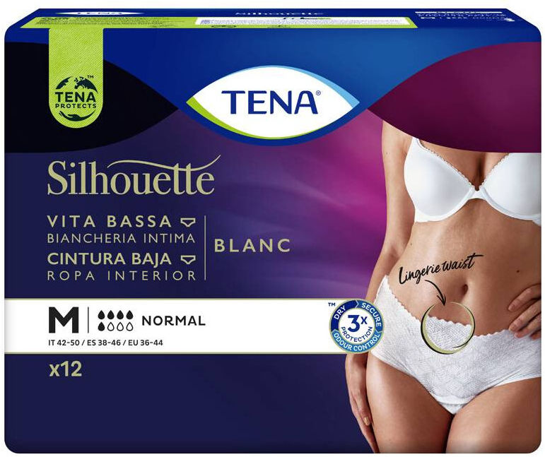 Tena Silhouette White Medium Low Waist 12 Units