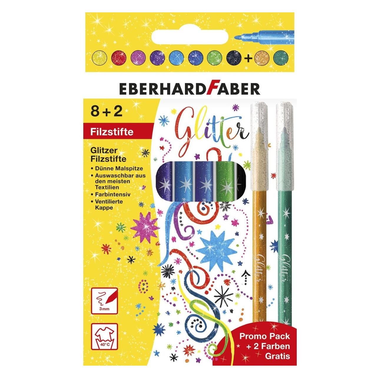 EberhardFaber Eberhard Faber Filzstifte Glitzer 3mm Promo Pack 8+2 Stück (10x) (71363535)