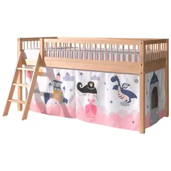 HALBHOHES BETT Kelci 90x200 Textilset Princess Sophie Buche Massivholz
