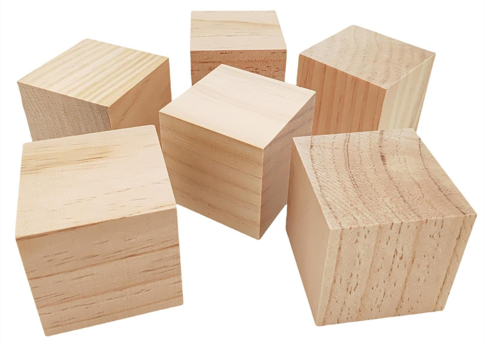 Set van 6 natuurlijke houten blokken van 7 cm voor klussen
