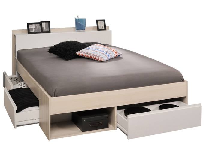Parisot Stauraumbett Most 6 beige/weiß 160 x 200 cm
