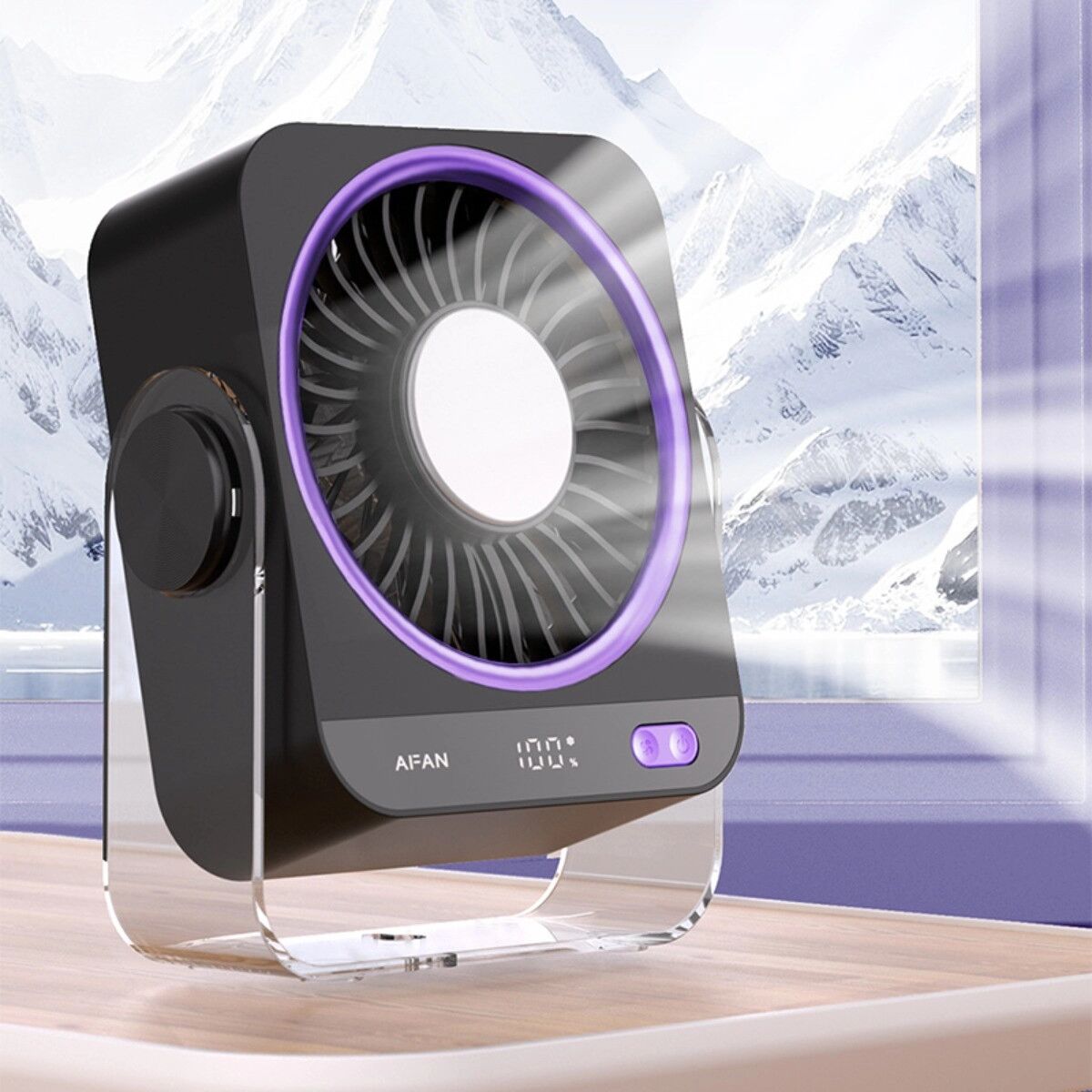 INF Desktop-Eis-Kühlventilator – USB Type-C 5w, 199-stufige stufenlose Regelung, Memory-Funktion, wandmontierbar Dunkelgrau