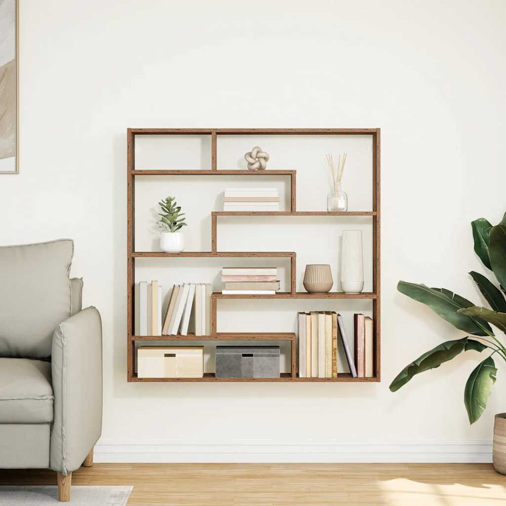 DEvidaxl 19-9 Square Cube Shelf Reclaimed Wood 100cm H X 100cm W X 18cm D